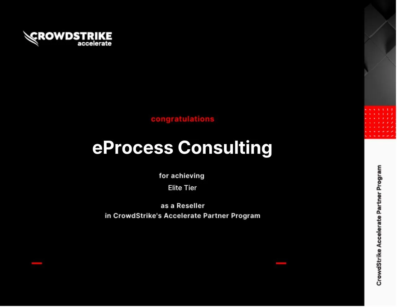 CrowdStrike Elite Tier Partner status held by eProcess Consulting